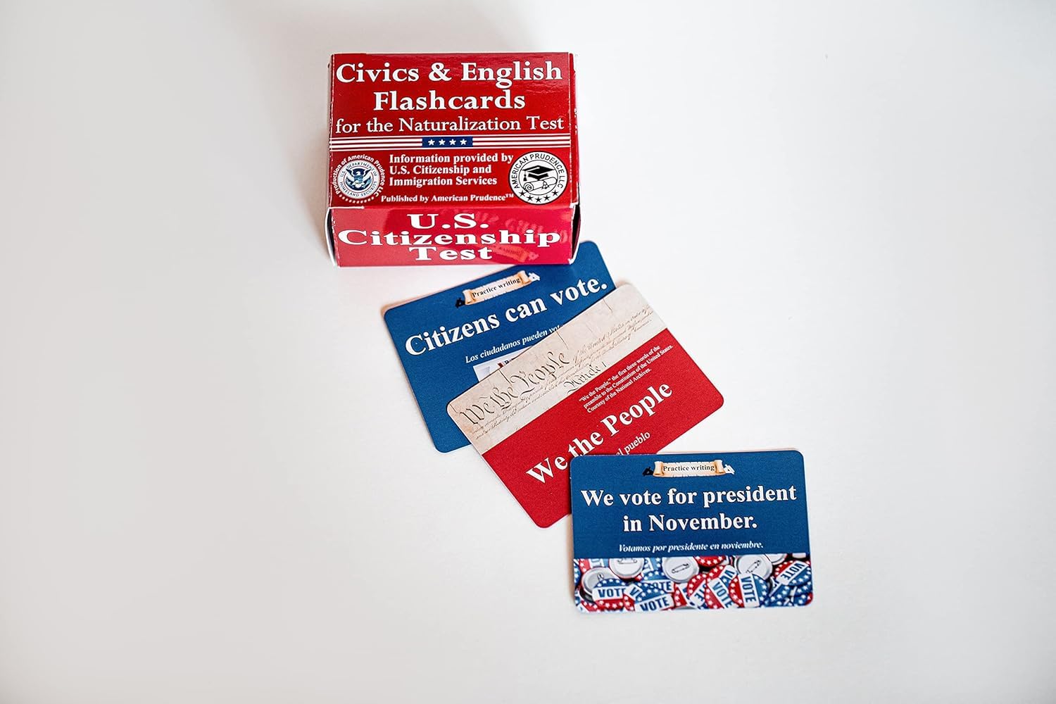 US Citizenship Flash Cards 2026 with 128 Civics Questions and English Literacy Cards for Naturalization Test