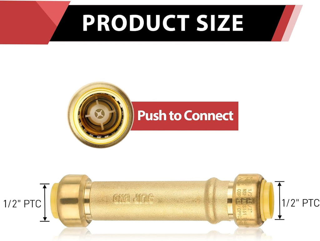 1piece EFIELD Push Fit Slip/Repair 1/2 Inch Coupling with a Disconnect Clip