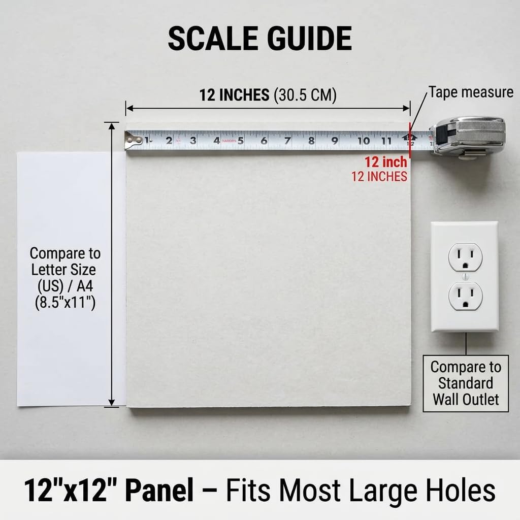 Drywall Repair Kit，34 Pcs 12x12inch Wall Patch Kit with Saw& Wood Boards | Drywall Patch Kit for Large