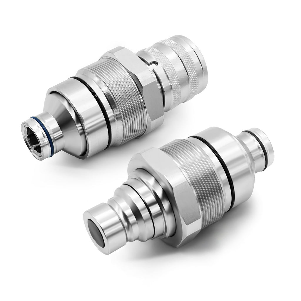 Jecoupoon 48MM Thread Hydraulic Flat Face Quick Coupler Kit 7246802 7246799