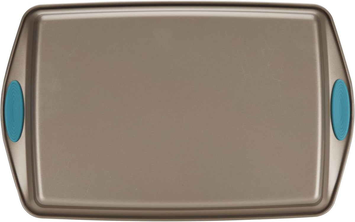 Cucina Nonstick Bakeware Set with Grips, Nonstick Cookie Sheet / Baking Sheet and Crisper Pan - 2 Piece, Latte Brown