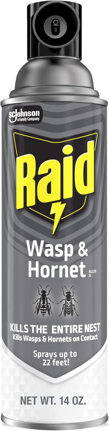 Wasp and Hornet Killer Spray, Kills the entire nest, Kills Paper Wasps, Yellow Jackets, Mud Daubers and more, 14 oz