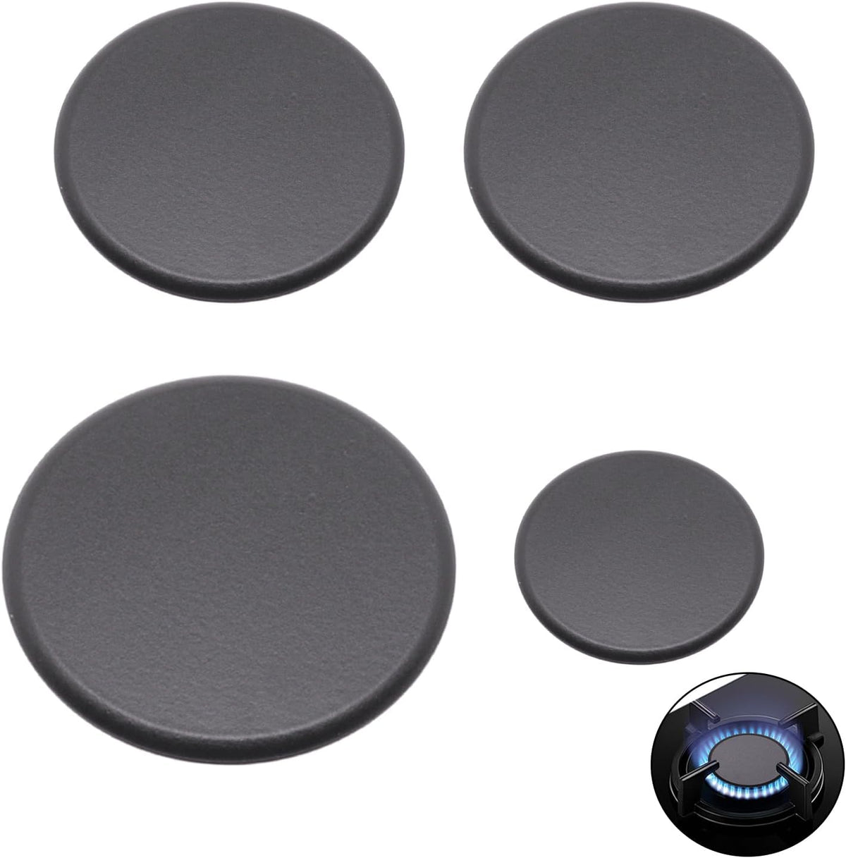 Gas Stove Burner Caps Set- 4PCS Burner Covers for Gas Stove, Matte