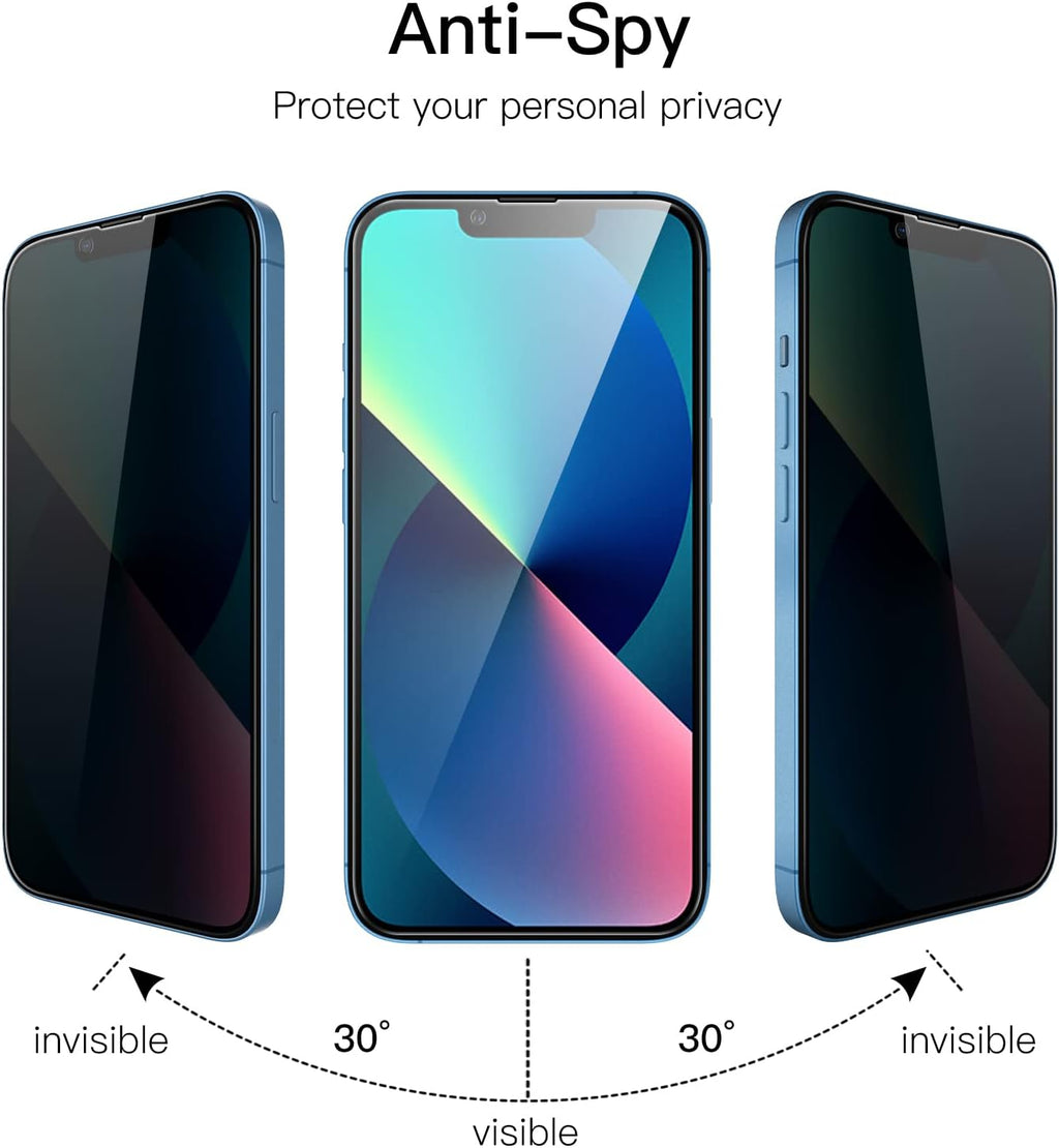 Privacy Full Coverage Screen Protector for iPhone 17e (2026) / iPhone 16e / iPhone 13/13 Pro, Anti-Spy Tempered Glass