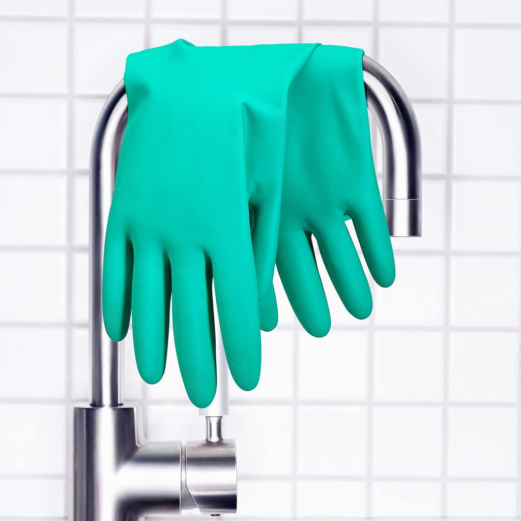 Chemical Resistant Nitrile Gloves, Latex Rubber Free, 1 Pair, L | 15mil,Reusable Heavy Duty Diswashing Gloves, Resist