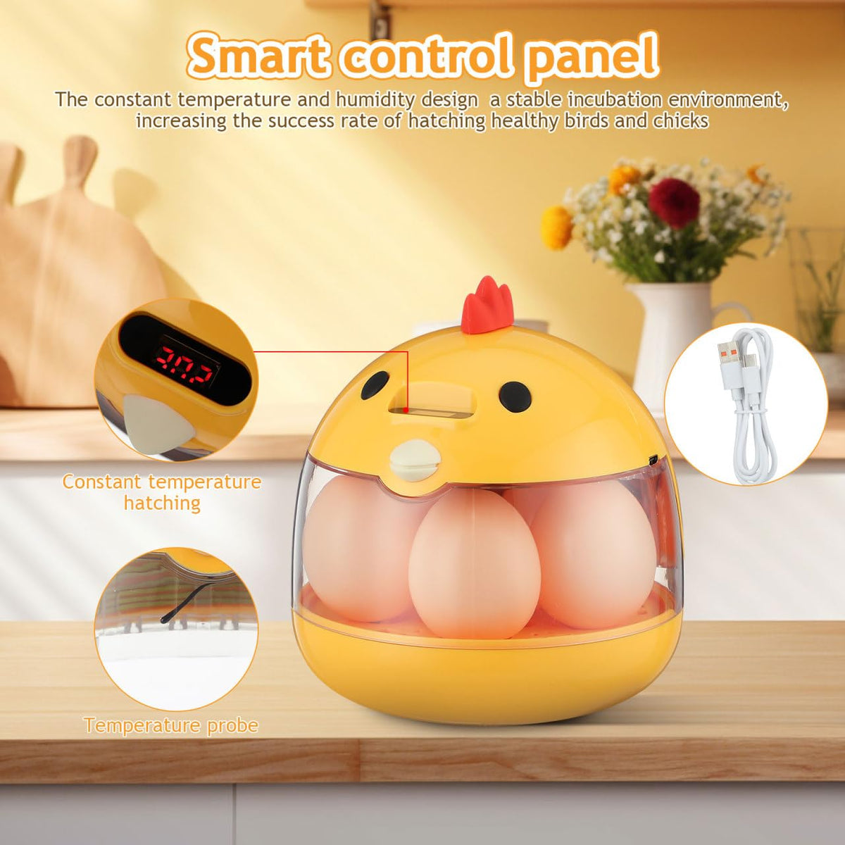 Portable Egg Incubator, Constant Temperature Bird Brooder & Recovery with 360° Clear View Cover, Temperature Control