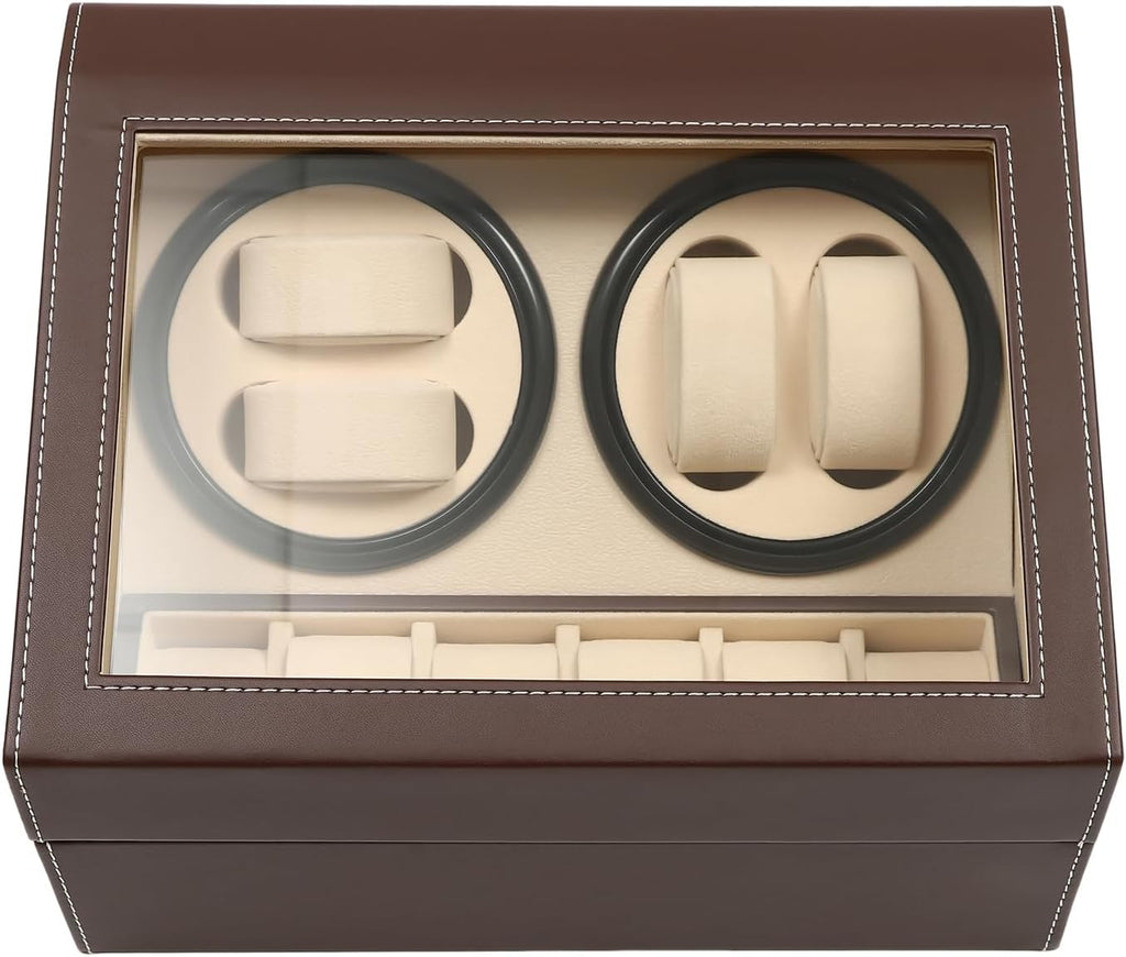 Leather Automatic Watch Winder Box 4+6 Automatic Rotation Watch Display Storage Box Watch Winder Case Organizer