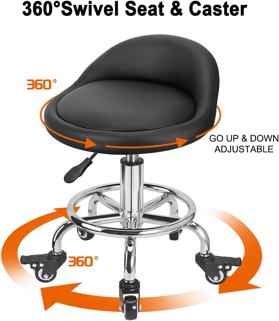 Garage Mechanic Stool with Storage Tray,Low Height Rolling Shop Stools, Rolling Mechanics Seat Chair Height