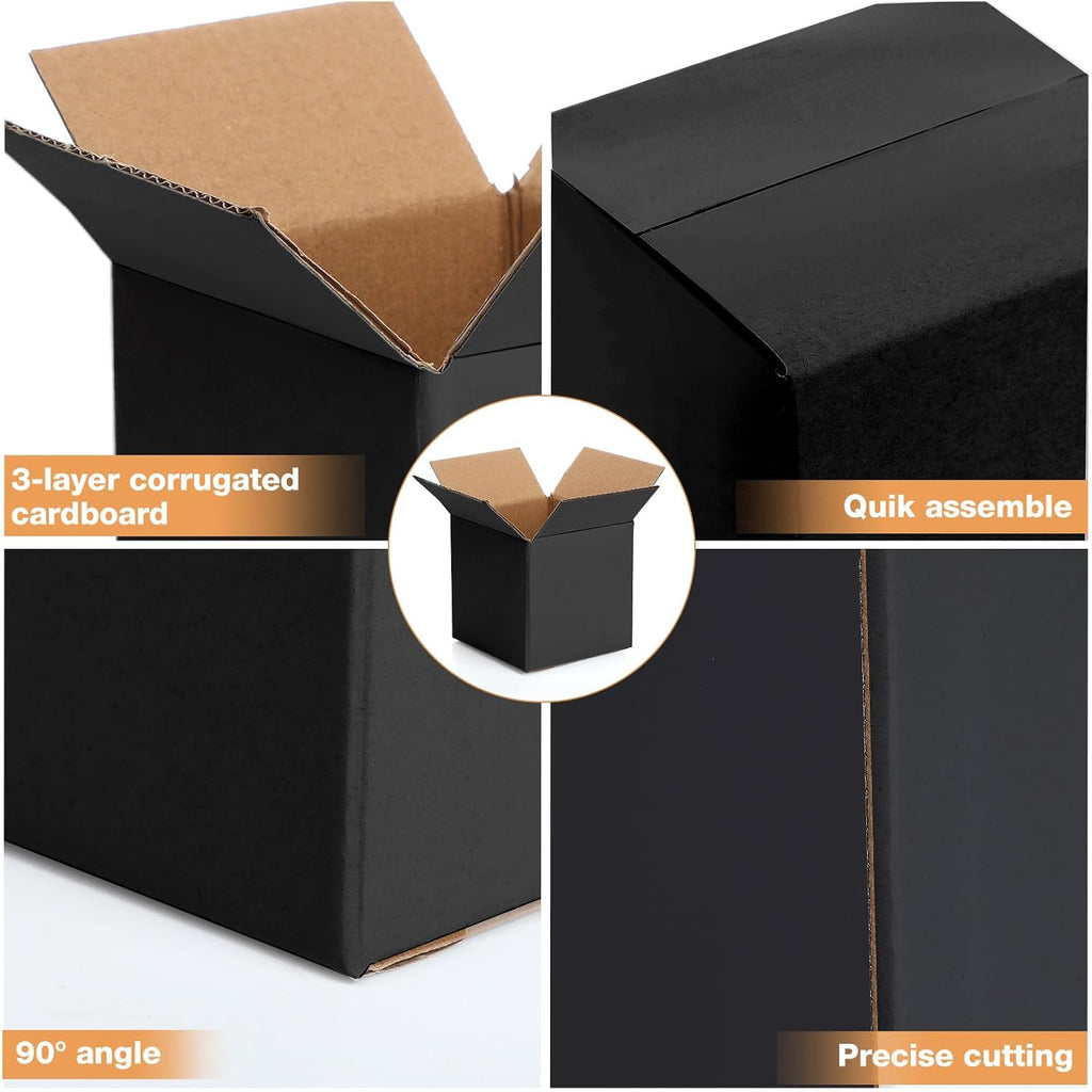 72 Pcs 4 x 4 x 4 Inch Shipping Boxes for Small Business,Black