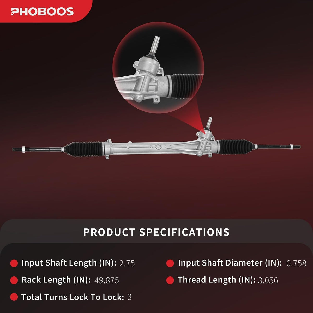 PHOBOOS Manual Steering Rack and Pinion Fit for Ford & Mazda & Mercury