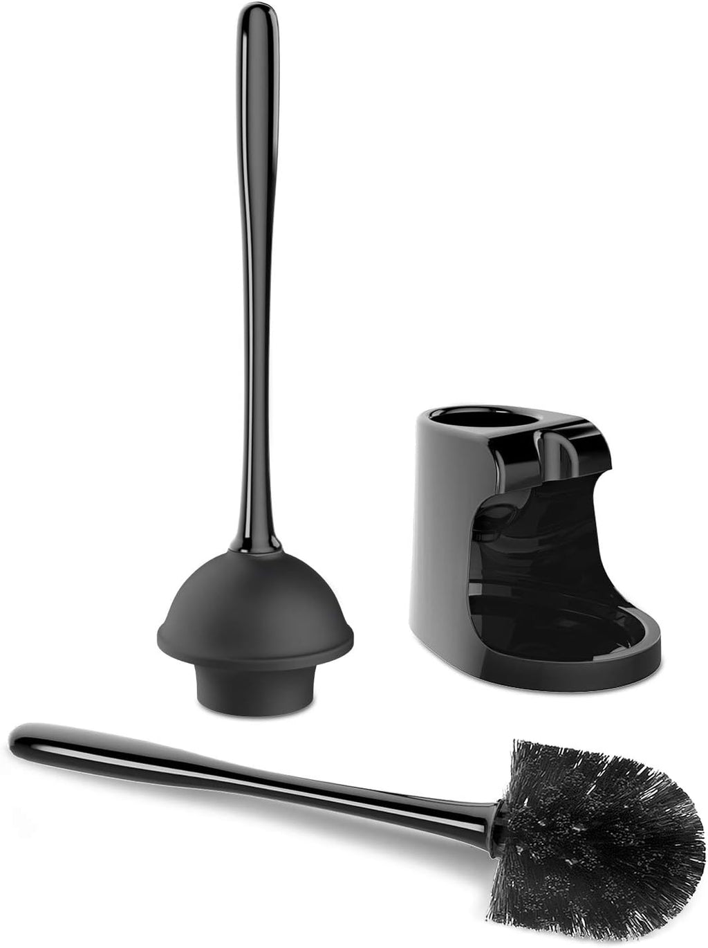 Toilet Plunger and Bowl Brush Combo for Bathroom Cleaning, Black | Heavy duty toilet brush and plunger set, toilet