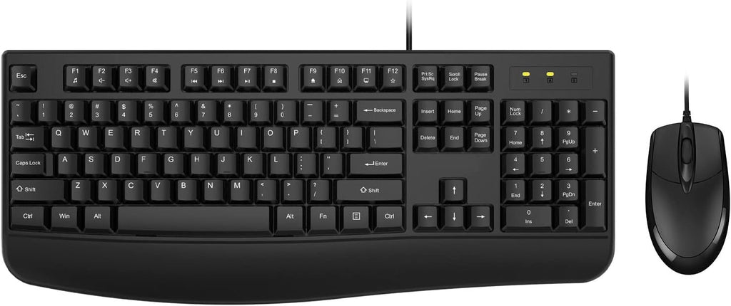 Wired Keyboard and Mouse Combo,Ergonomic with Palm Rest,Full Size