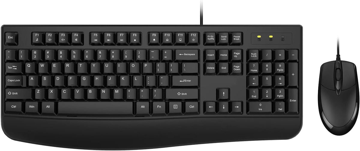 Wired Keyboard and Mouse Combo,Ergonomic with Palm Rest,Full Size