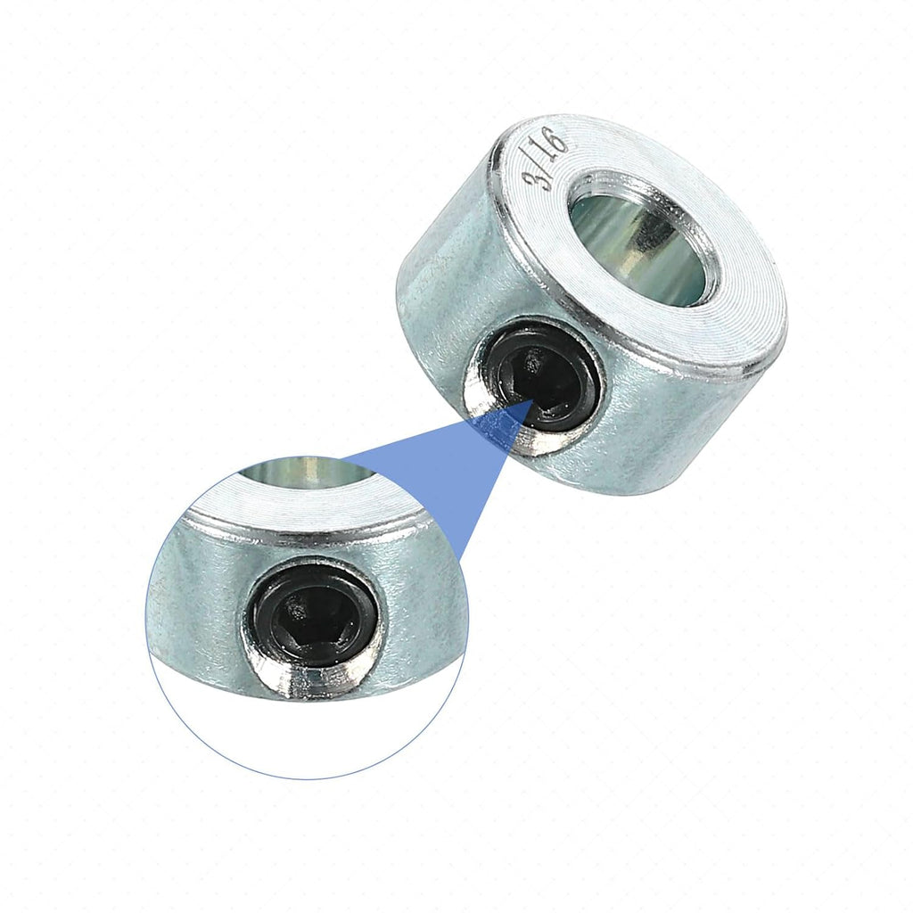 uxcell 8pcs Set Screw Collars 3/16" Bore Carbon Steel Shaft Collars, 7/16" OD, 1/4" Width Lock Axle Collar Clamp for Linear Rod Shaft Guide