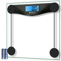 Digital Body Weight Bathroom Scale, 6mm Tempered Glass, Black | 400 Pounds Capacity, Large Blue LCD Backlight