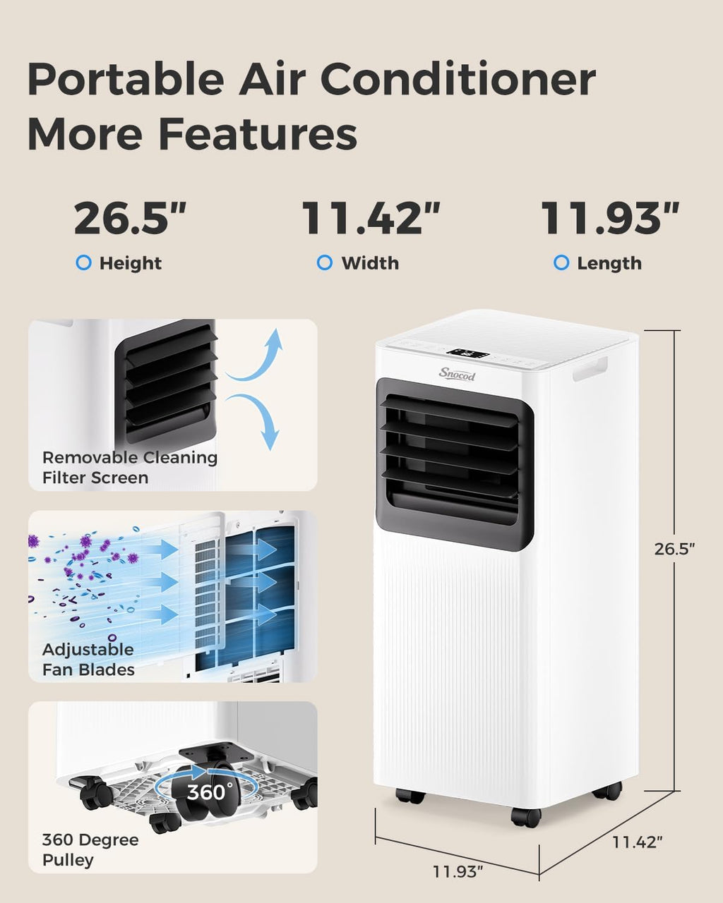 16,000 B T U Portable Air Conditioners for Large Room up to 750 Sq. Ft., 5-in-1 Smart AC with WiFi App, Remote