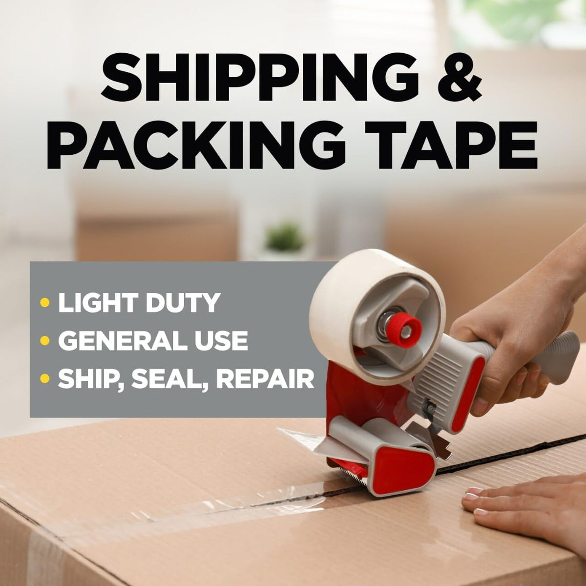 Lightweight Shipping Packaging Tape, 1.88 Inches x 54.6 Yards, 3 Rolls (3350-3)
