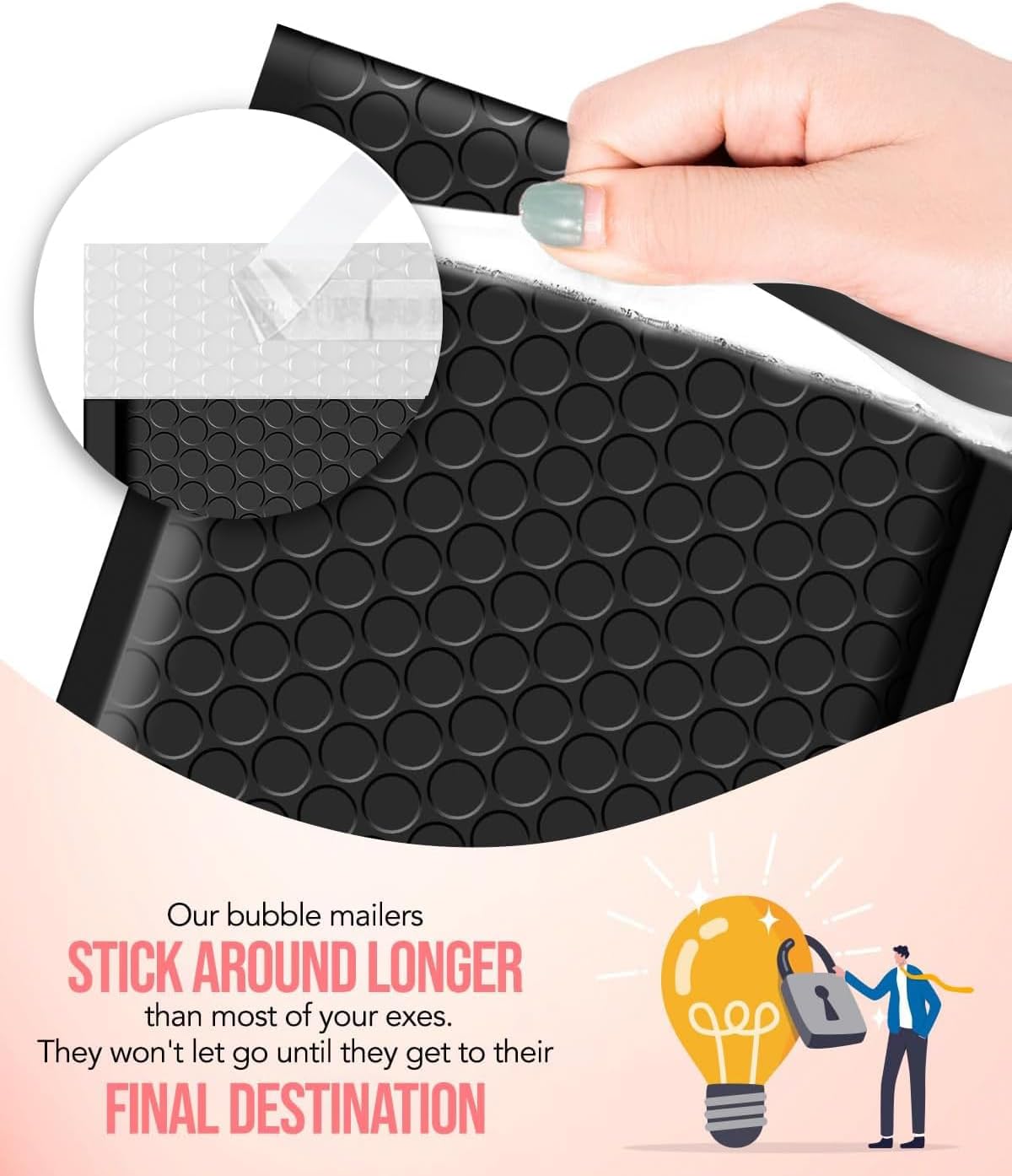 Black Bubble Mailers 8.5x12" 500 Pack Padded Envelopes Self Seal