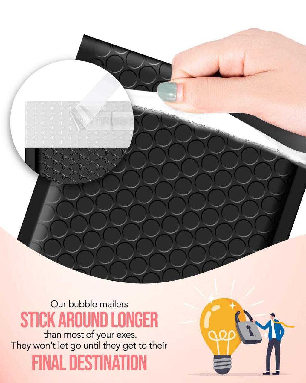 Black Bubble Mailers 8.5x12" 100 Pack Padded Envelopes Self Seal
