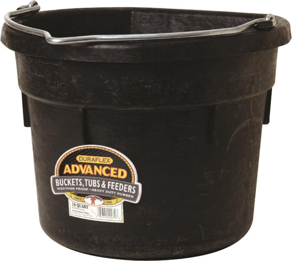 Flat Rubber Bucket | Rubber Water Bucket for Horses | Flat Back Bucket | 18 Quarts