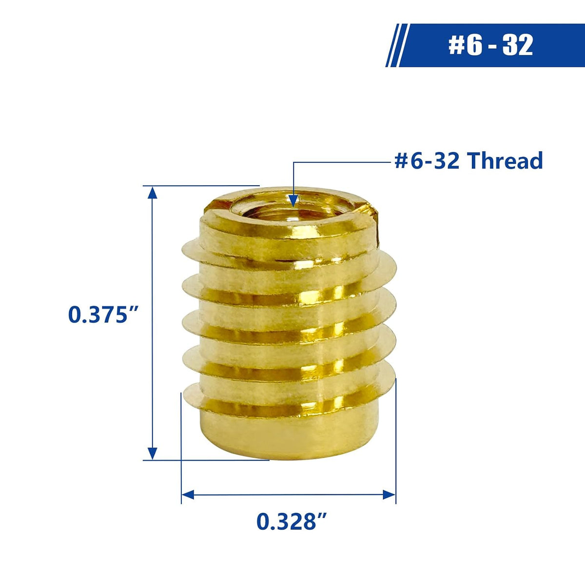 Threaded Inserts for Wood, Installation Kit, Brass, Includes #6-32 Knife Thread Inserts (15pcs), Drill, Installation Tool