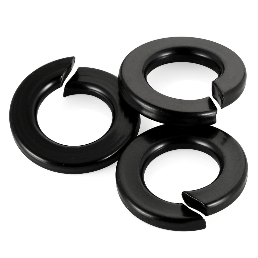 M8 Black Split Spring Lock Washers, 304 Stainless Steel, 50 PCS