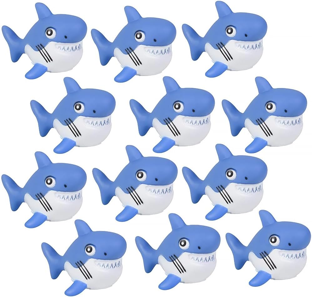 2.75 Inch Rubber Water Squirting Sharks, One Dozen
