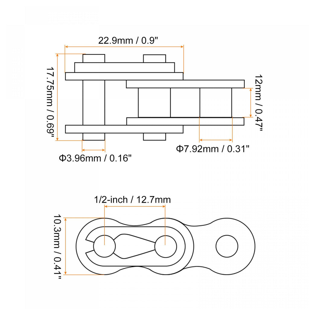 uxcell 12Pcs #40 Chain Master Connector Link Roller, 1/2" Pitch Carbon Steel, Standard Connecting Split Links for 08A Chain