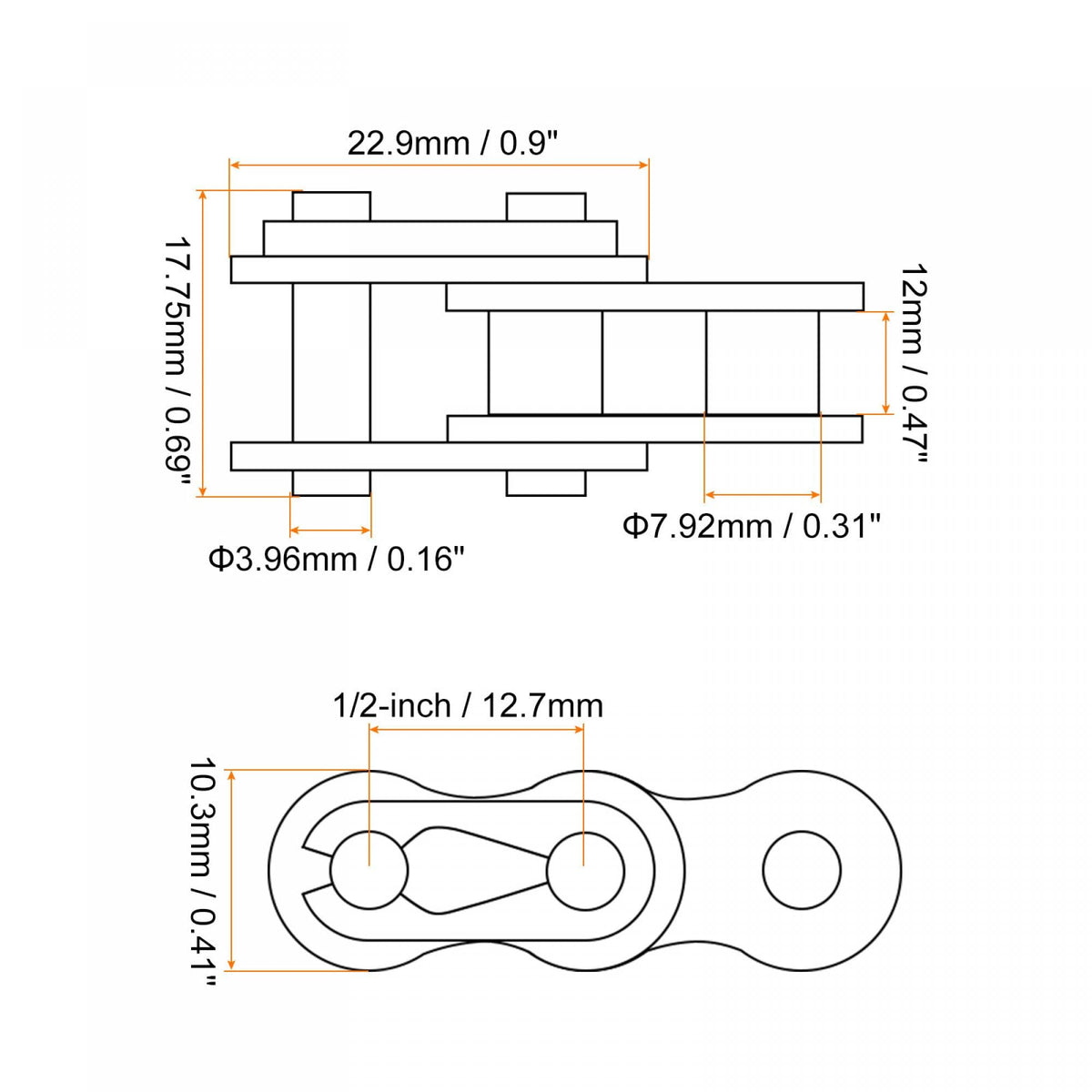 uxcell 12Pcs #40 Chain Master Connector Link Roller, 1/2" Pitch Carbon Steel, Standard Connecting Split Links for 08A Chain