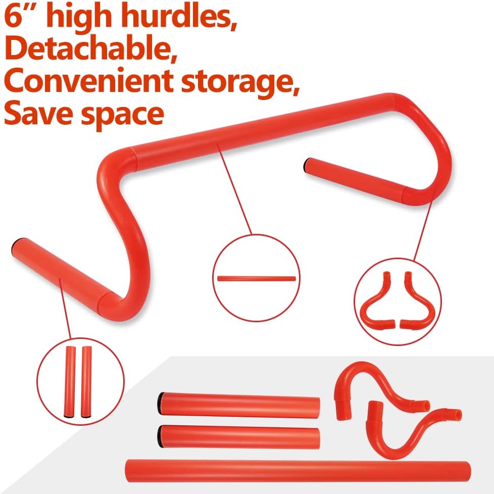 Speed & Agility Ladder Training Equipment Set, Includes 12 Rung 20ft Agility Ladder, 4 Agility Hurdles,12 Disc Cones