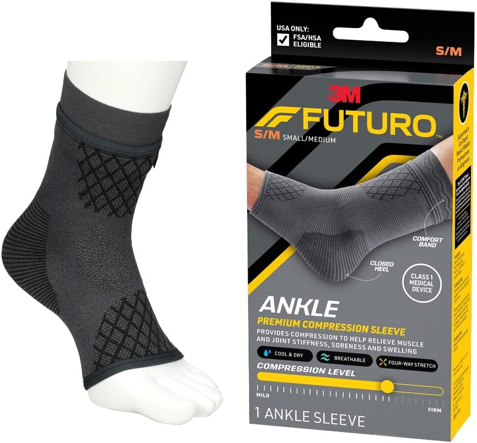 Premium Compression Ankle Sleeve, Advanced Compression Sleeve with Low-Profile Construction, Moisture Wicking Knit