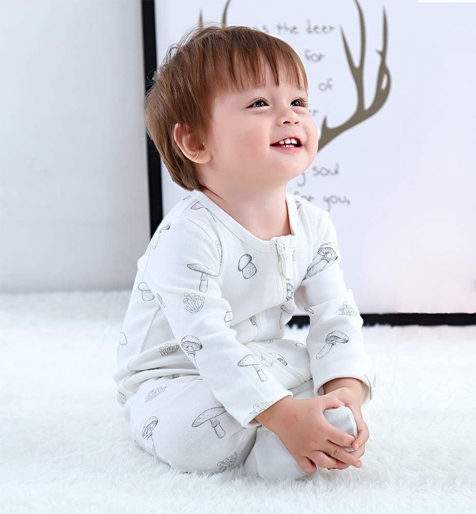Baby Footed Pajamas 0-18M, Organic Cotton Zip Sleeper, Long Sleeve