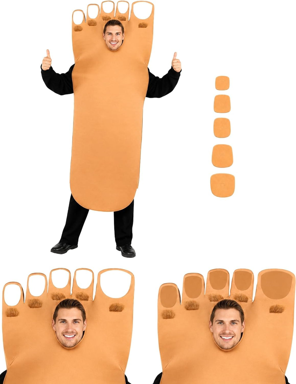 Giant Foot Halloween Costumes for Men Women Adult Sized Funny Big Feet TanTunic Suit Cosplay Outfit Party Plus Size