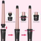 Curling Wand Set, Curling Iron Interchangeable 3 Barrel Wand Curler
