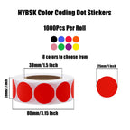 Color Coding Dot Labels 1 inch Round Gloss Paper Stickers Adhesive Label 1,000 Per Roll (red)