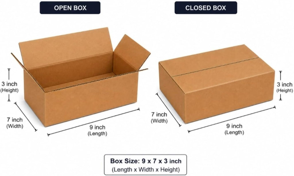 Corrugated Shipping Boxes - Pack of 25 (9x7x3)