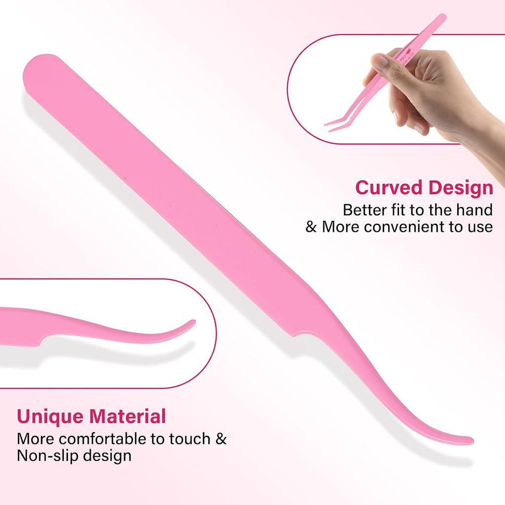 PRO Lash Tweezers Eyelash Applicator 3 IN 1 Tweezers Kit with Brush(3 pcs-02)