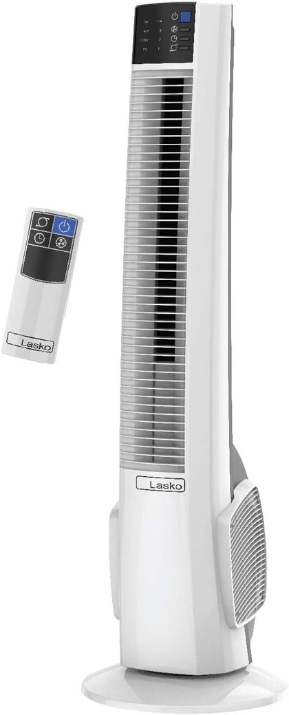 Oscillating Tower Fan with Remote Control - Tower Fan for Bedroom & Office, 4 Quiet Speeds, 38" White, T38400