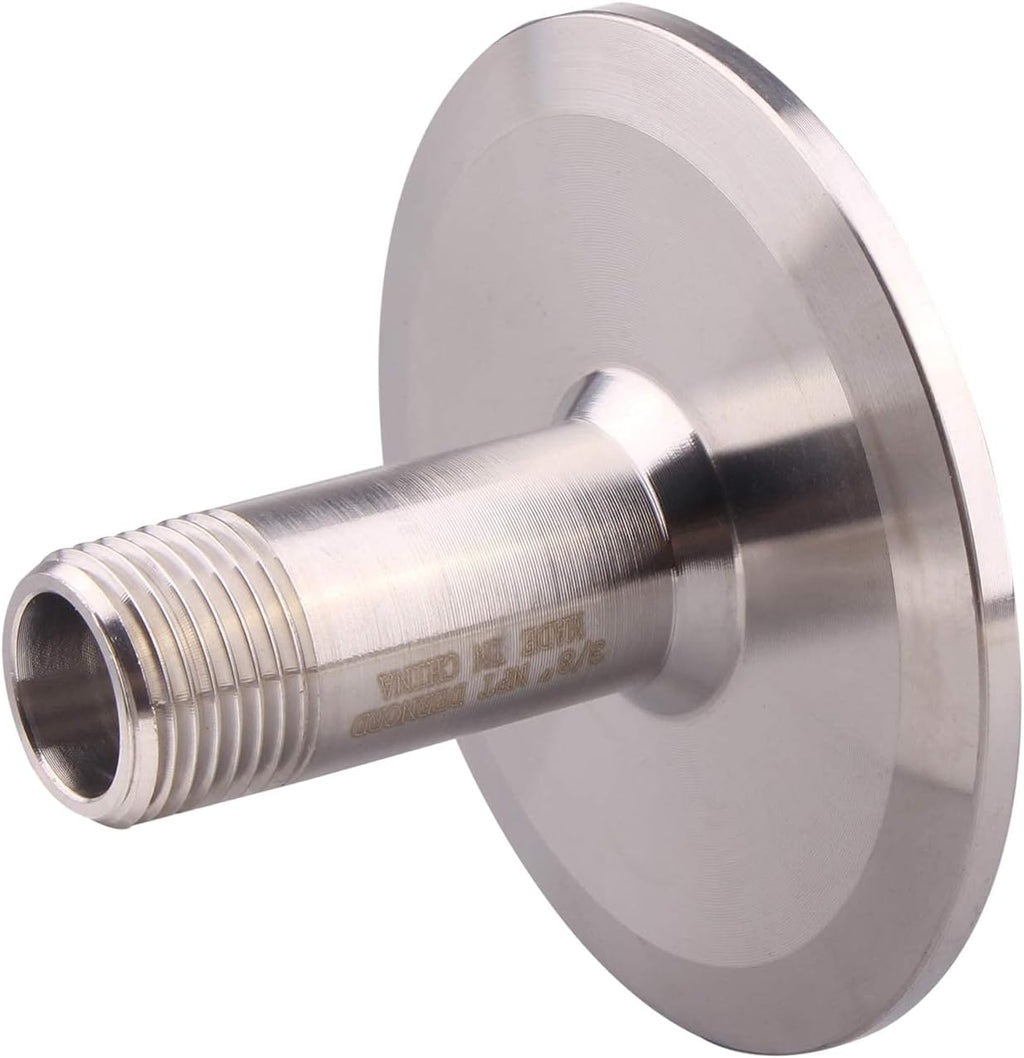 DERNORD Sanitary Male Threaded Pipe Fitting to 2 INCH (OD 64mm Ferrule) TRI CLAMP (Pipe Size: 3/8" NPT （2 Inch Tri clamp）)