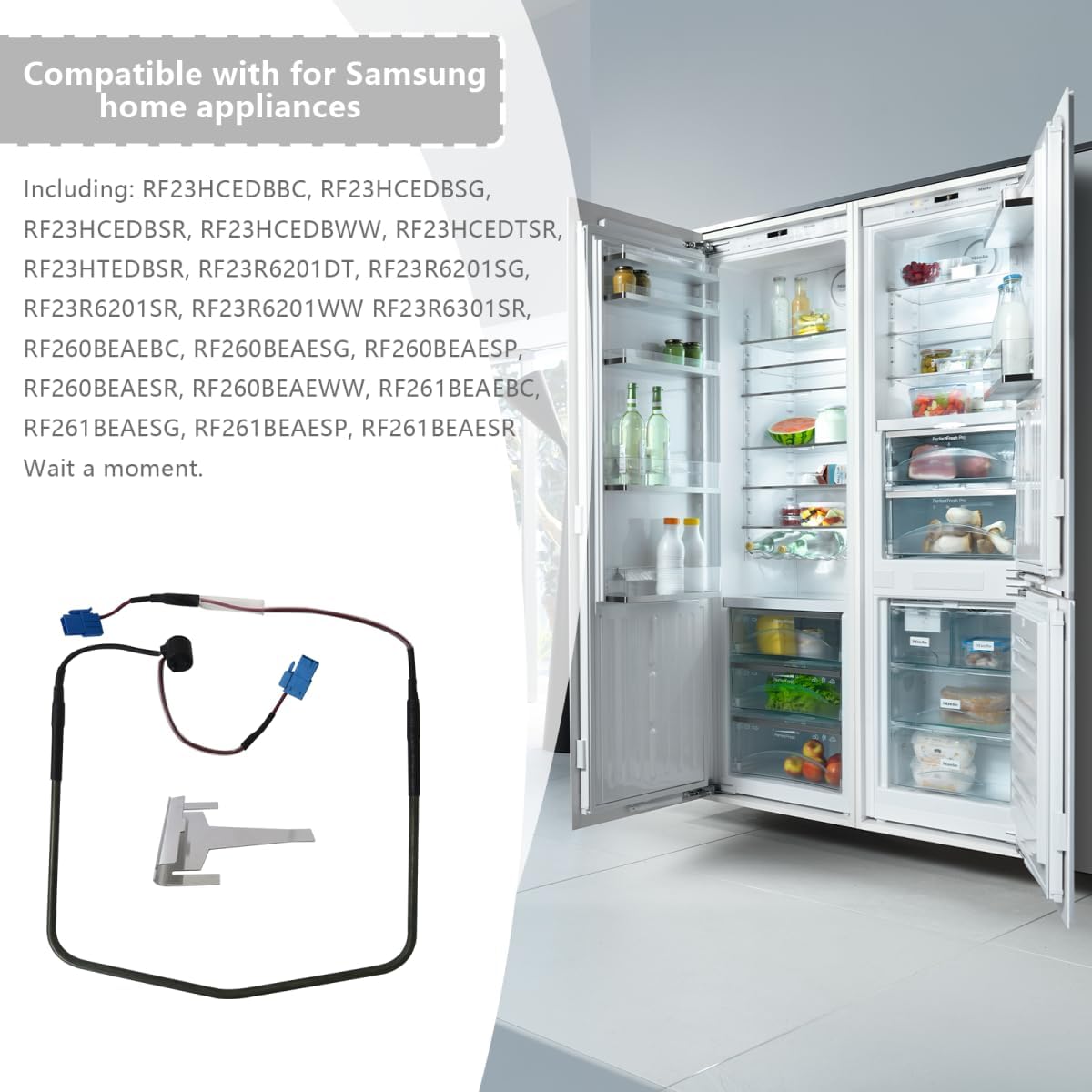 Upgraded Replacement Defrost Heater and Evaporator Clip for Samsung Refrigerator Models RF261BEAESP, RF261BEAESR, RF261BEAEWW, RF262BEAESR, RF263BEAEBC, RF263BEAESG, RF263BEAESP, RF263BEAESR