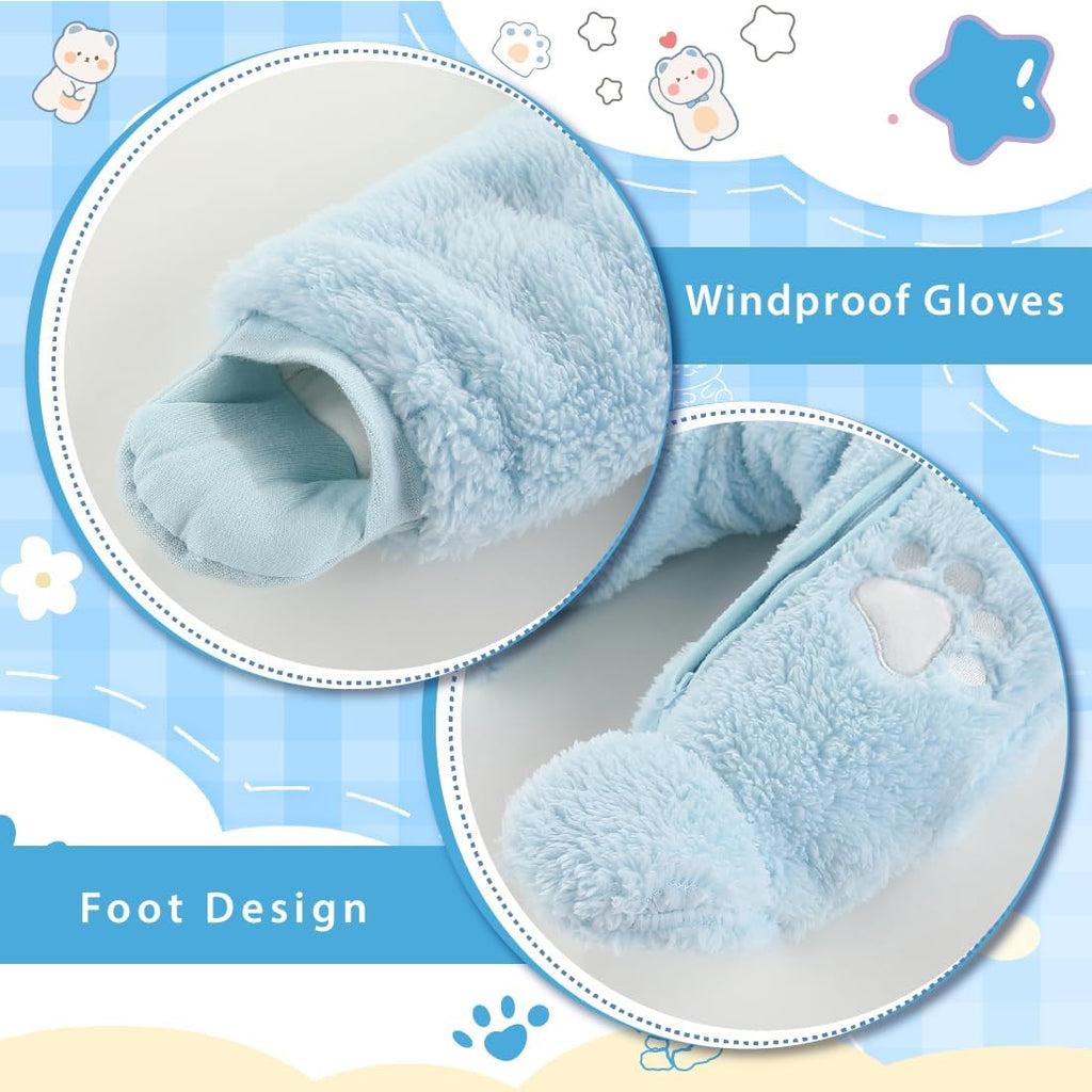 Newborn Baby Snowsuit Bear Outfit Footie Romper Winter Thick Fleece Jumpsuit Infant Coat for Girls Boys 0-12M