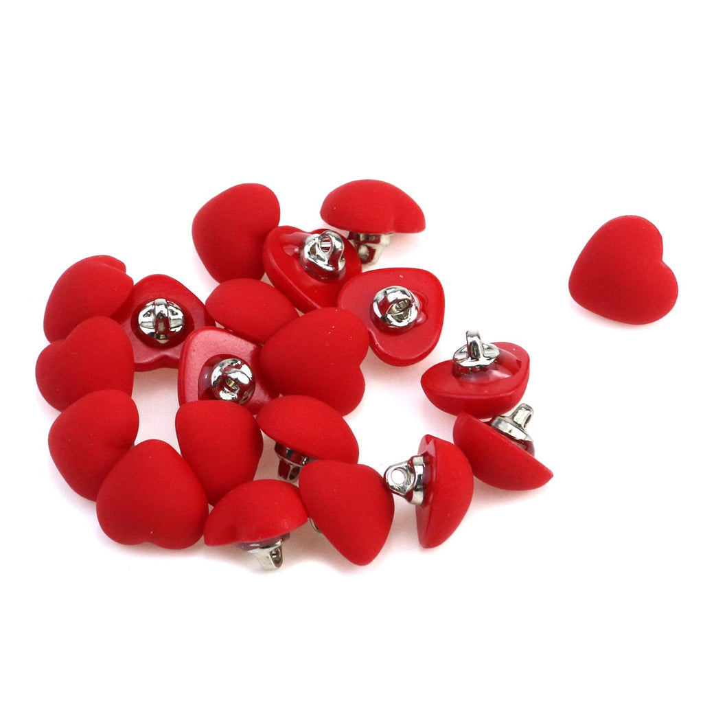 20PCS Single Hole Heart Shape Buttons Resin Buttons for DIY(Red)