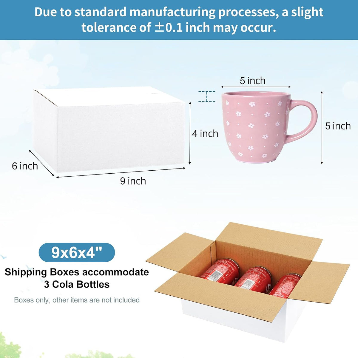 10 Pack 9x6x4 Inch Small Shipping Boxes White Corrugated Cardboard Boxes Mailer for Small Business, Mailing Boxes for