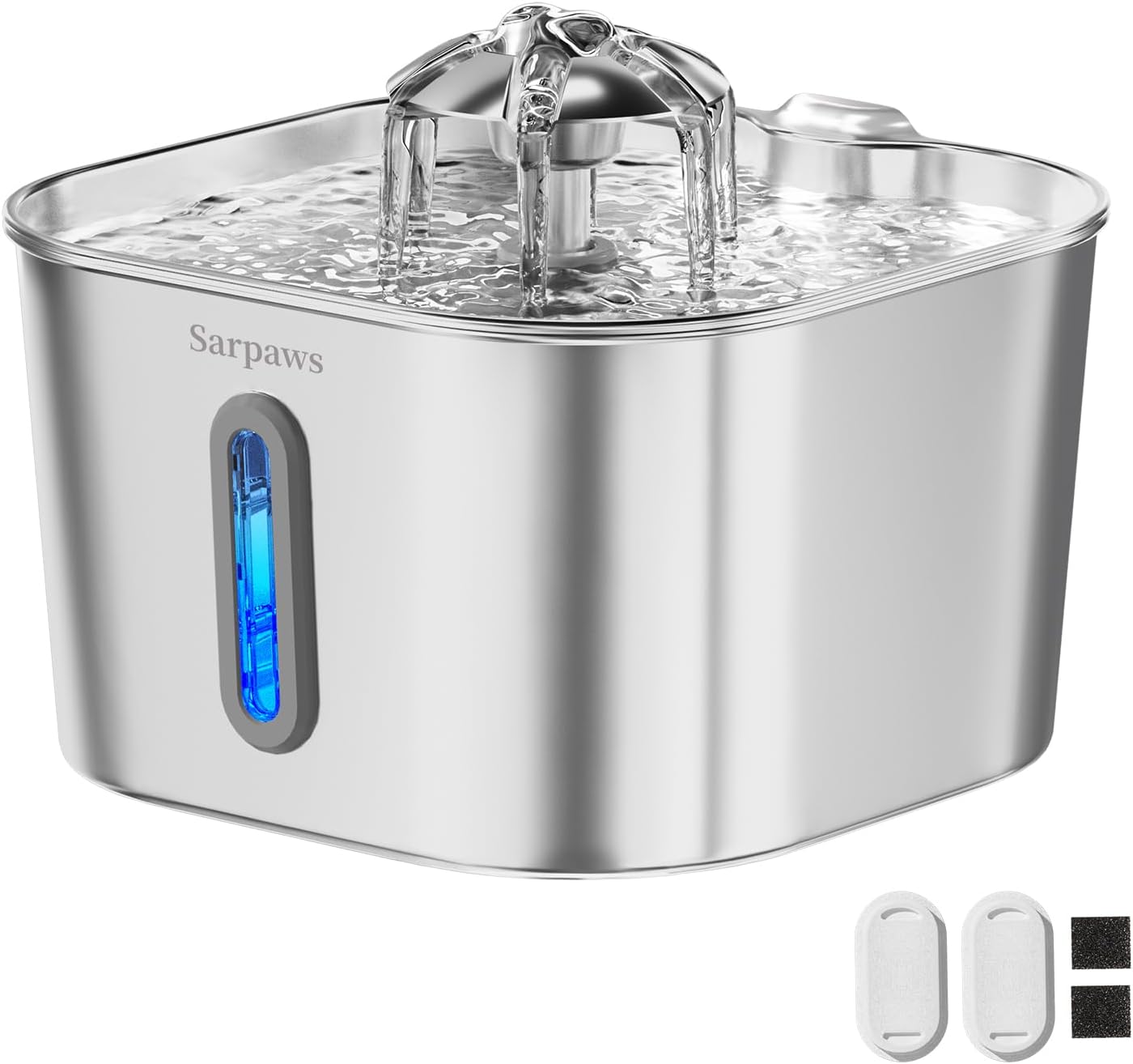 Cat Water Fountain Stainless Steel：74oz/2.2L Water Fountains for Cats Indoor, Cat Fountains for Drinking