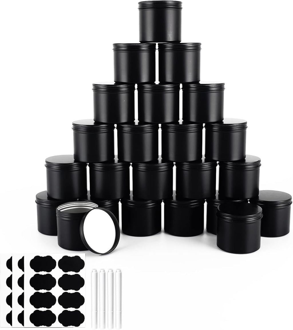 Black Candle Jars 10 oz Matte Tins 24 PCS Metal Candle Containers with Lids Bulk Candle Containers for Balms, Salve
