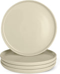 Glazed Stoneware Dinner Plates, Ceramic 4-Piece Set, Microwave and Dishwasher-Safe, 10.5 in., Ivory