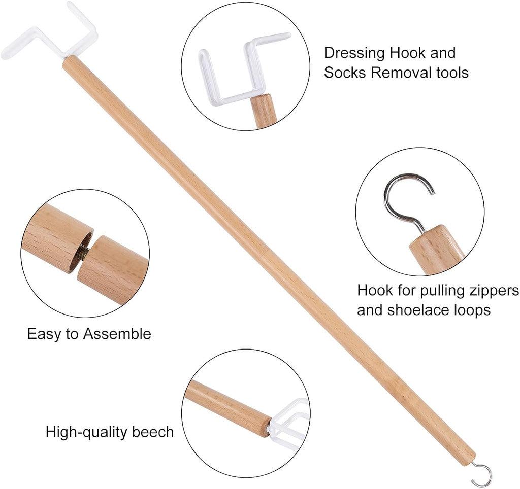 27" Dressing Stick, Sock Remover Tool, Independent Living Aid, Dressing Aids for Shoes, Socks, Shirts, and Pants