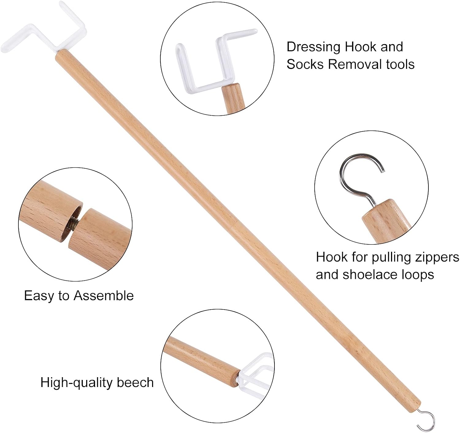27" Dressing Stick, Sock Remover Tool, Independent Living Aid, Dressing Aids for Shoes, Socks, Shirts, and Pants