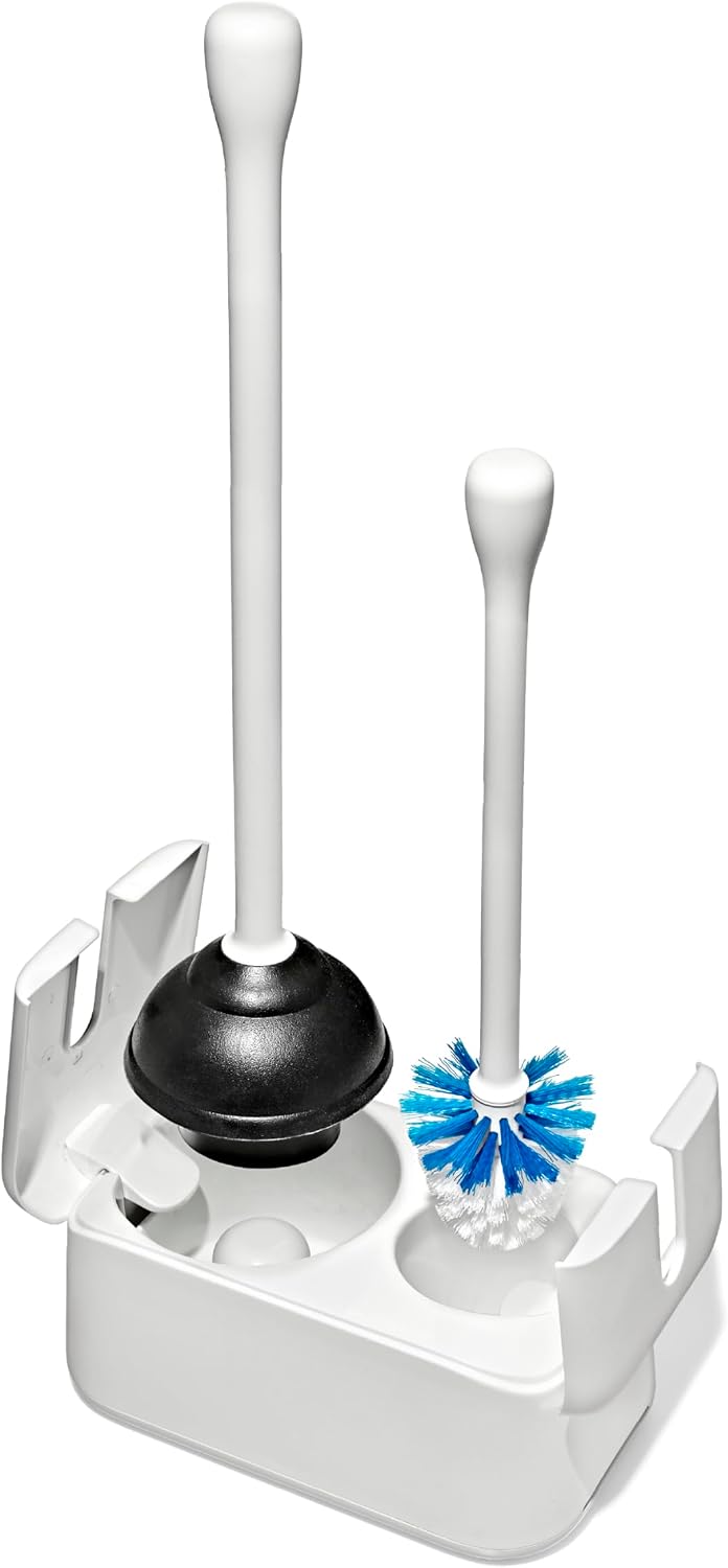Good Grips Toilet Brush & Plunger Set - White