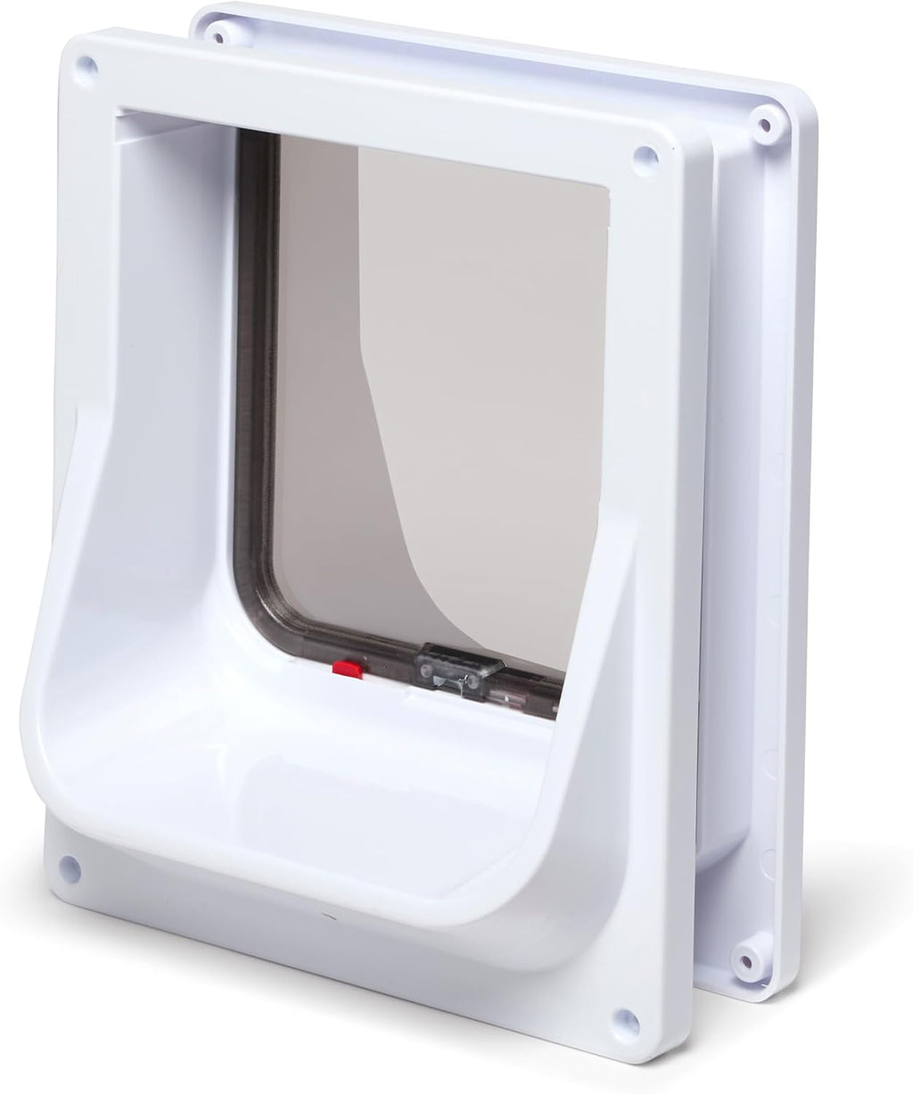Electromagnetic 4-Way-Locking Cat Flap with 2 Collar Keys - White